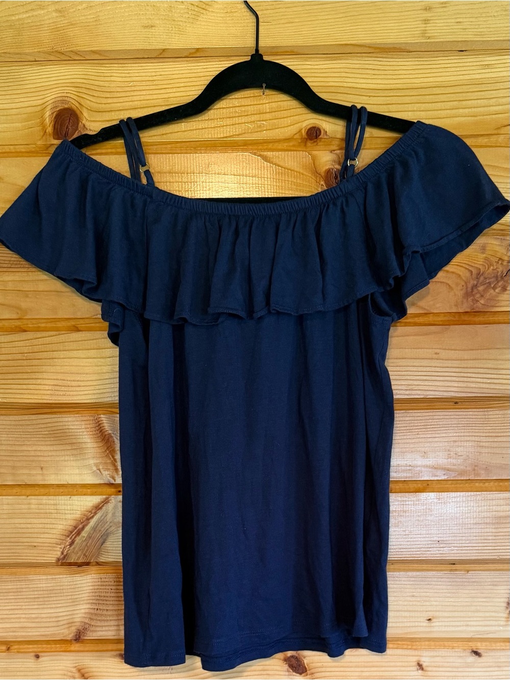 Lilly Pulitzer Navy Off-Shoulder Ruffle Top - Picture 4 of 5